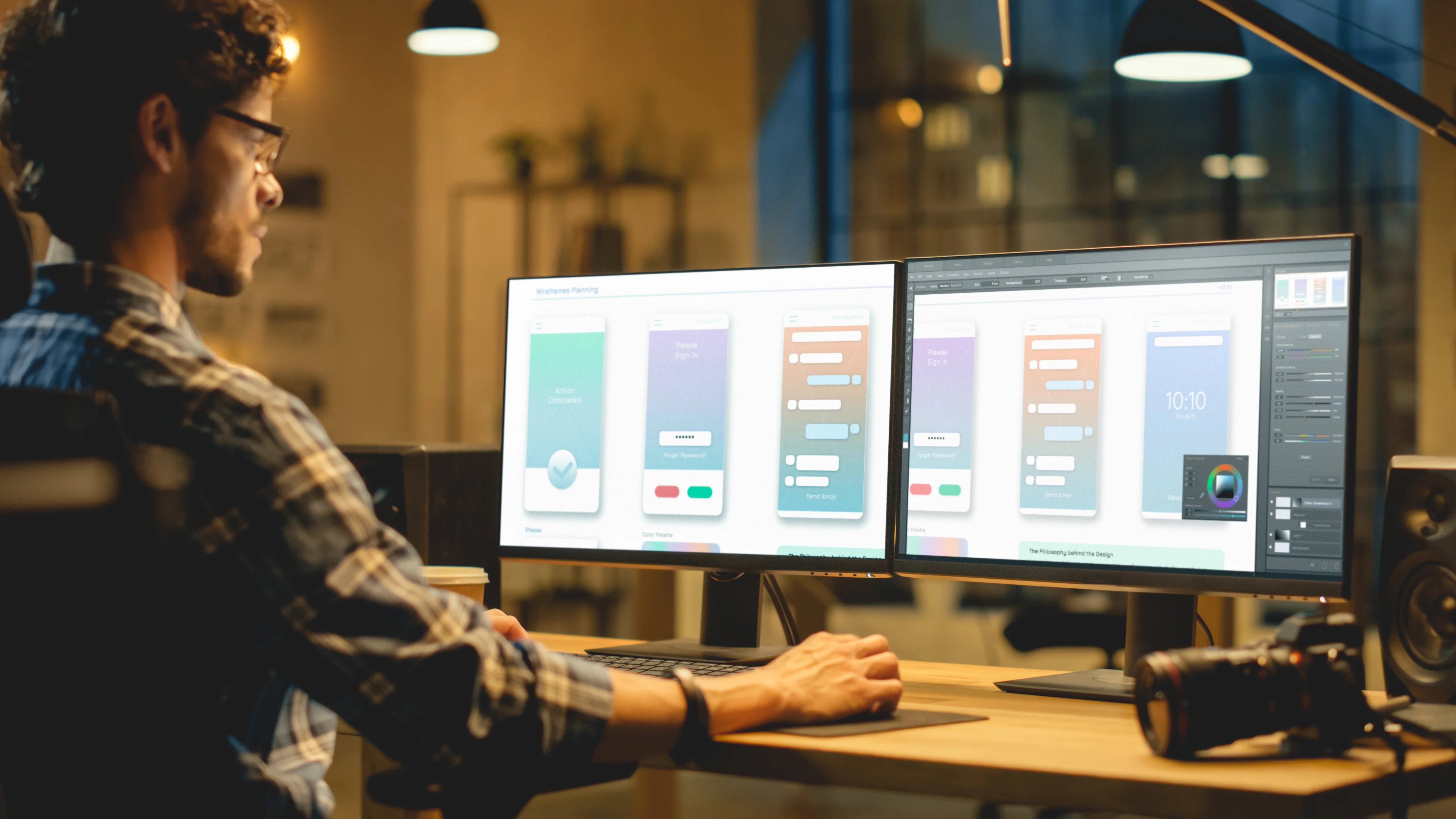 Man customizing ui on computer